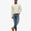 Wafelpatroon shirt met lange mouwen en halve knoopsluiting